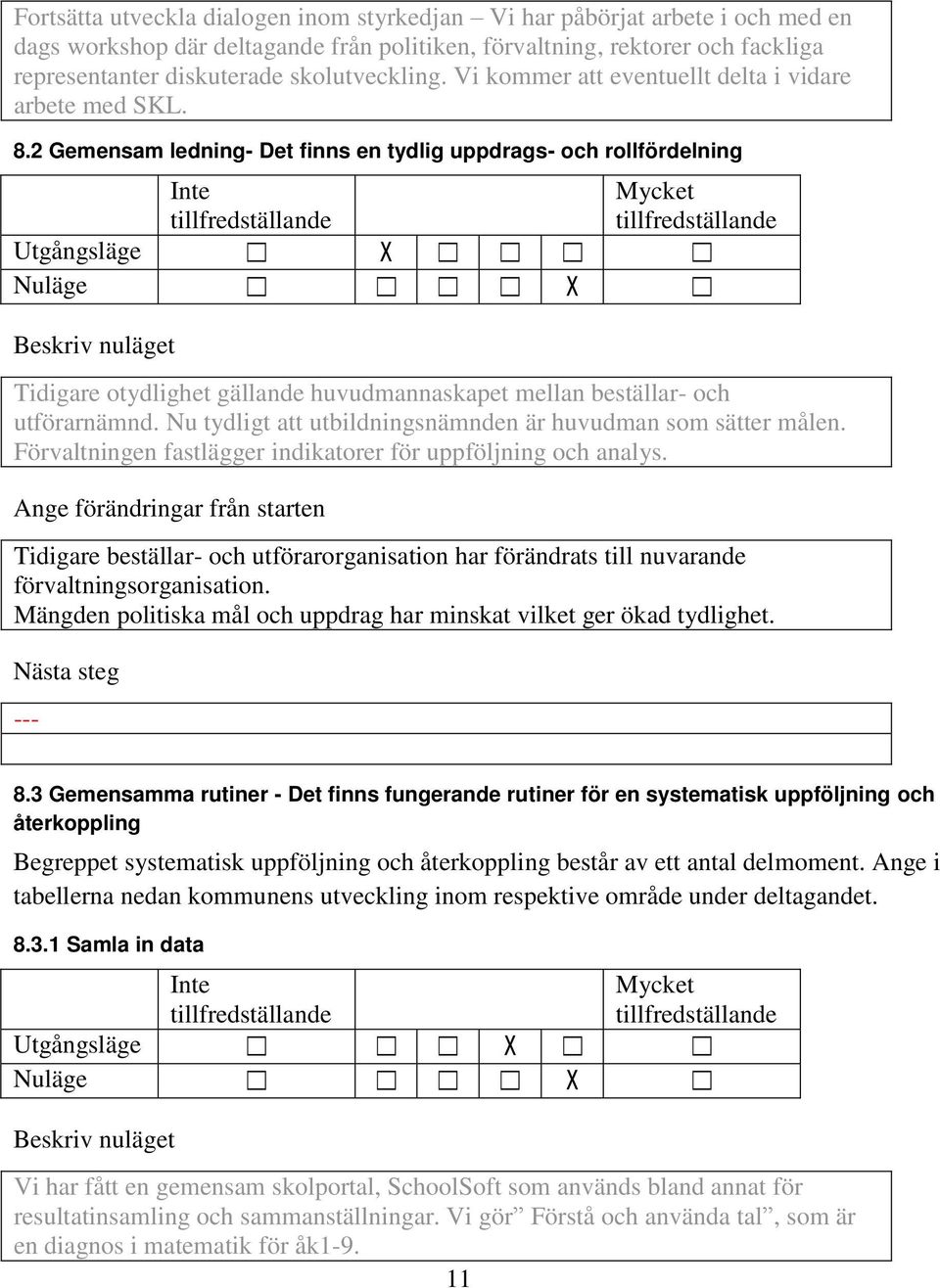 2 Gemensam ledning- Det finns en tydlig uppdrags- och rollfördelning Utgångsläge X Nuläge X Tidigare otydlighet gällande huvudmannaskapet mellan beställar- och utförarnämnd.