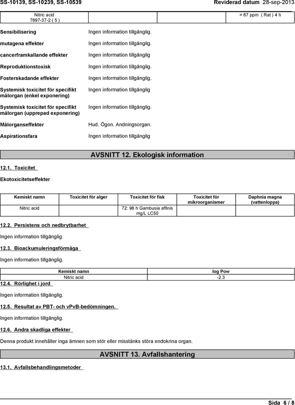 . Ekologisk information 12