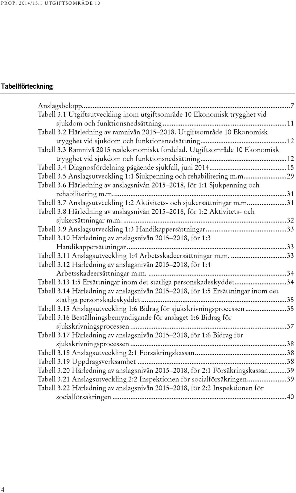 Utgiftsområde 10 Ekonomisk trygghet vid sjukdom och funktionsnedsättning... 12 Tabell 3.4 Diagnosfördelning pågående sjukfall, juni 2014... 15 Tabell 3.