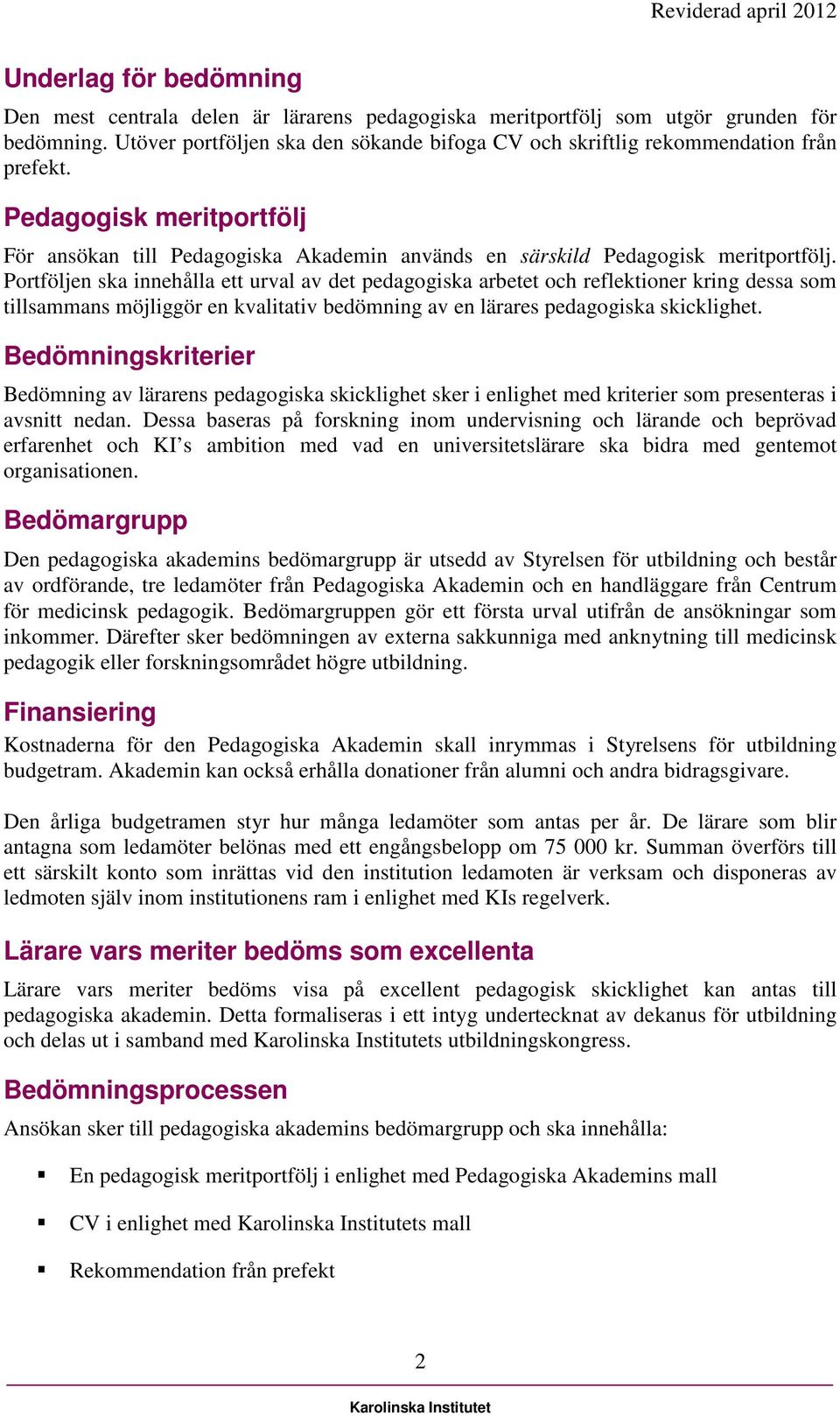 Karolinska Institutets Pedagogiska Akademi - PDF Free Download