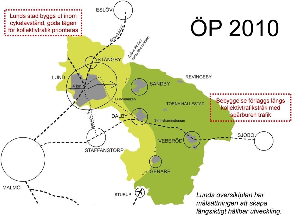 längs kollektivtrafikstråk med spårburen trafik Lunds