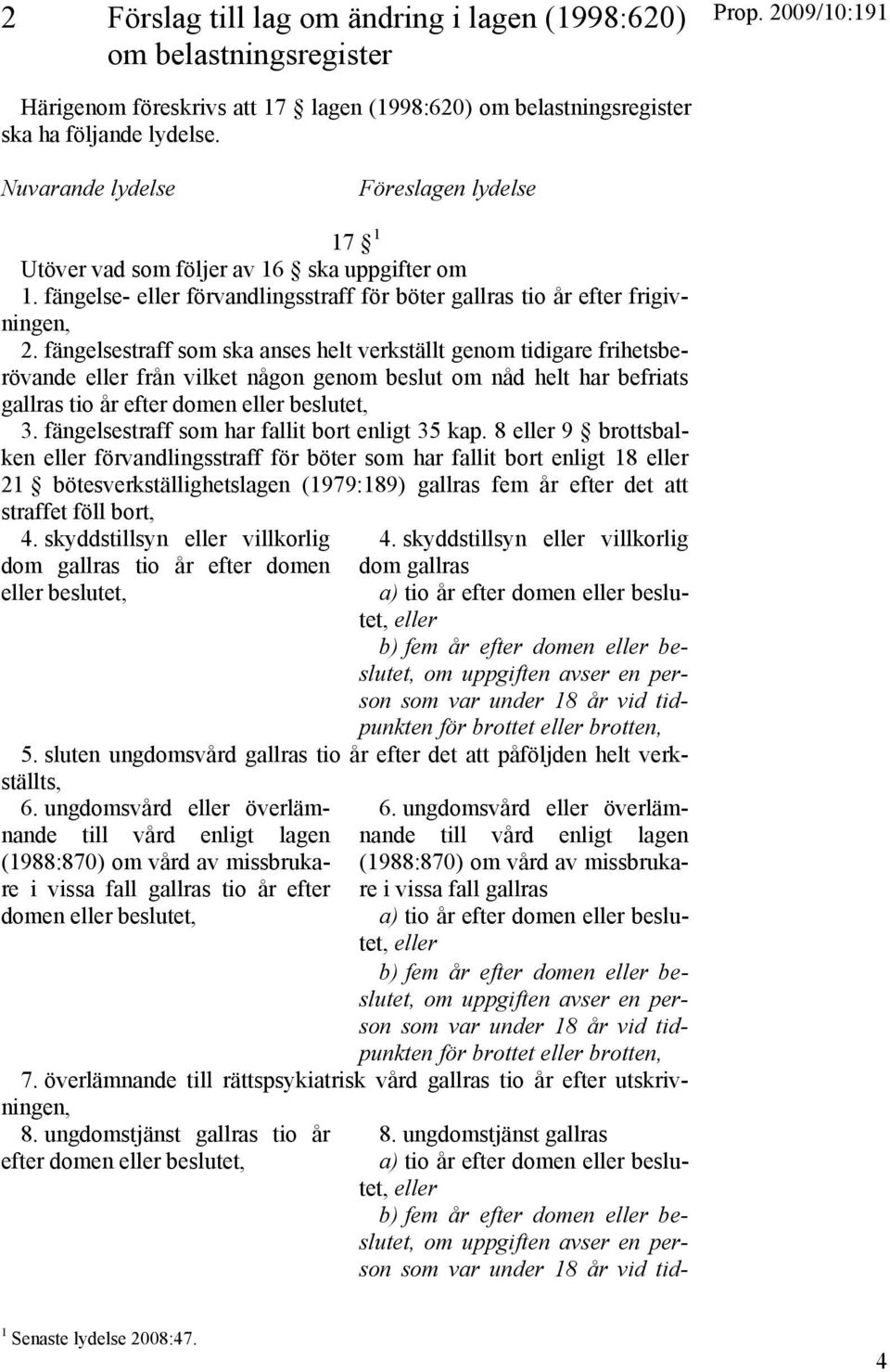 fängelsestraff som ska anses helt verkställt genom tidigare frihetsberövande eller från vilket någon genom beslut om nåd helt har befriats gallras tio år efter domen eller beslutet, 3.