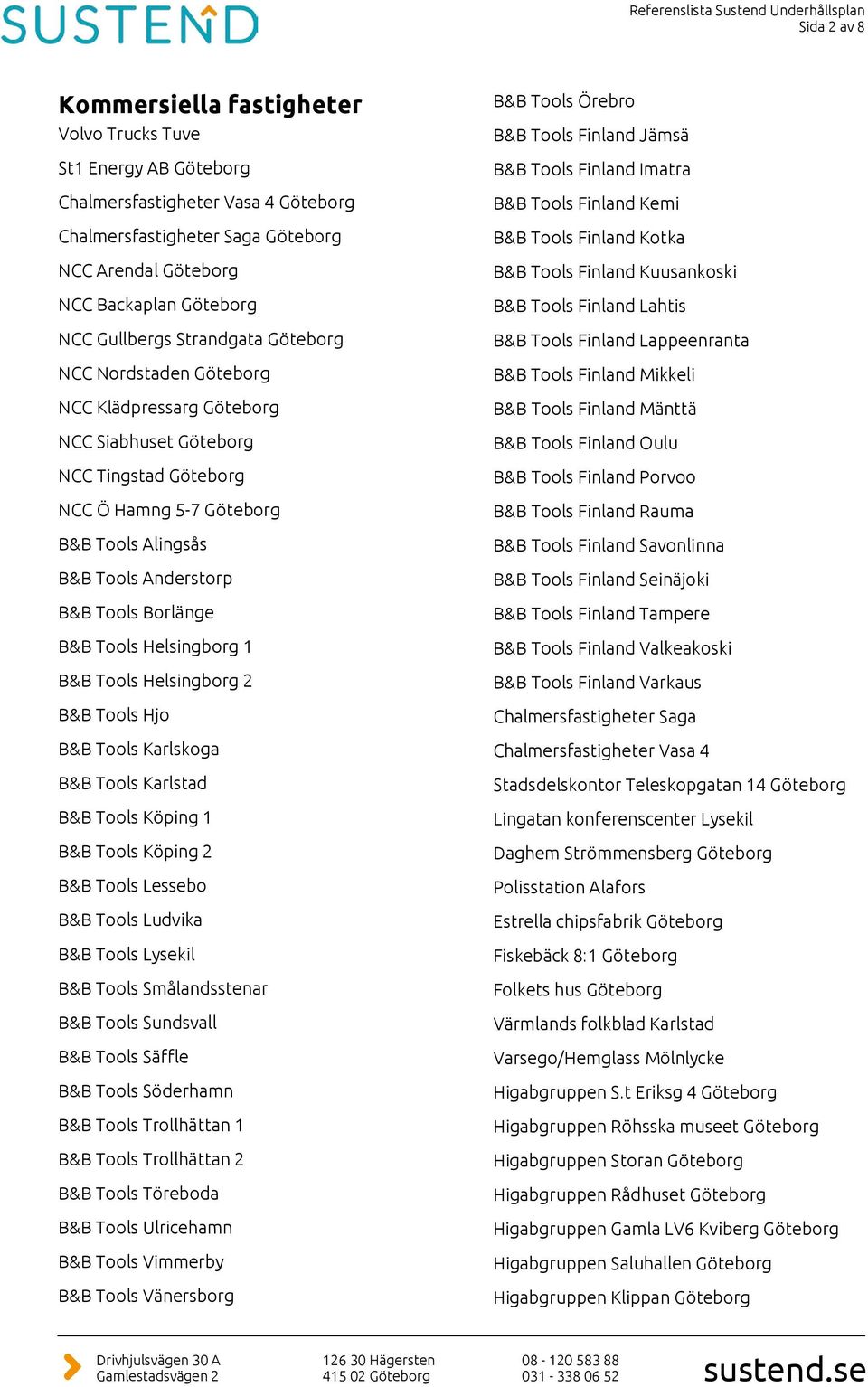 Borlänge B&B Tools Helsingborg 1 B&B Tools Helsingborg 2 B&B Tools Hjo B&B Tools Karlskoga B&B Tools Karlstad B&B Tools Köping 1 B&B Tools Köping 2 B&B Tools Lessebo B&B Tools Ludvika B&B Tools