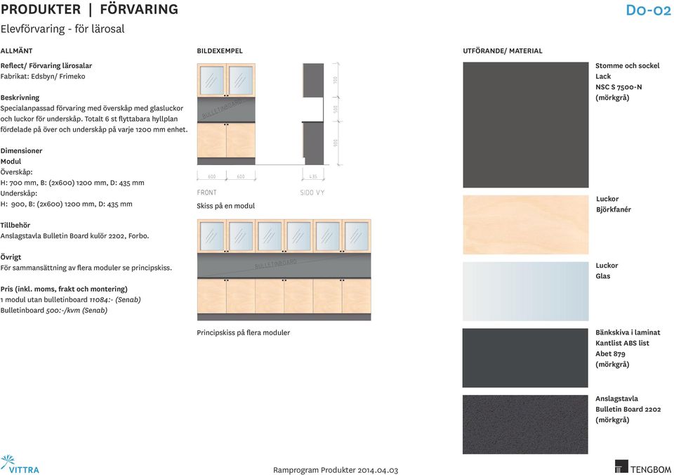 Stomme och sockel Lack NSC S 7500N (mörkgrå) Modul Överskåp: H: 700 mm, B: (2x600) 1200 mm, D: 435 mm Underskåp: H: 900, B: (2x600) 1200 mm, D: 435 mm Anslagstavla Bulletin Board kulör 2202,