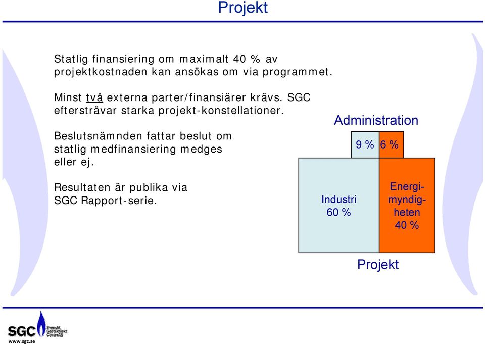 SGC eftersträvar starka projekt-konstellationer.