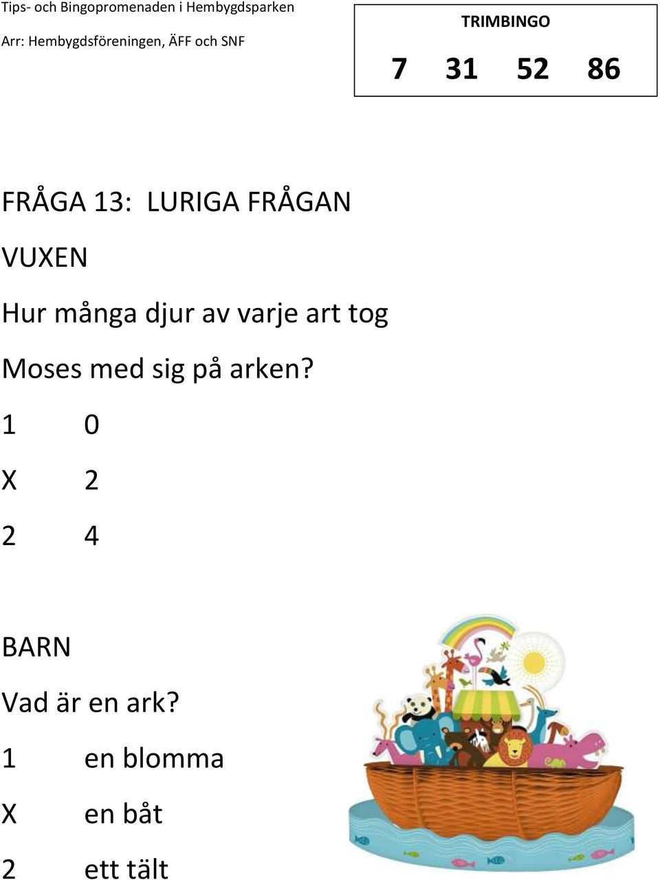 Moses med sig på arken?