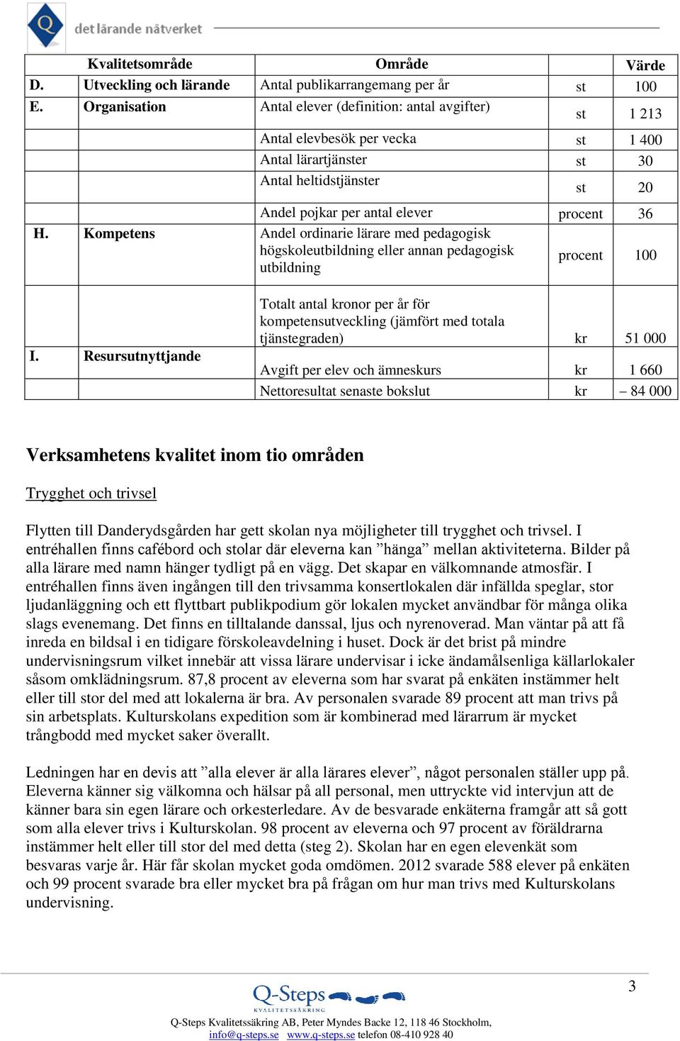 Kompetens Andel ordinarie lärare med pedagogisk högskoleutbildning eller annan pedagogisk procent 100 utbildning I.