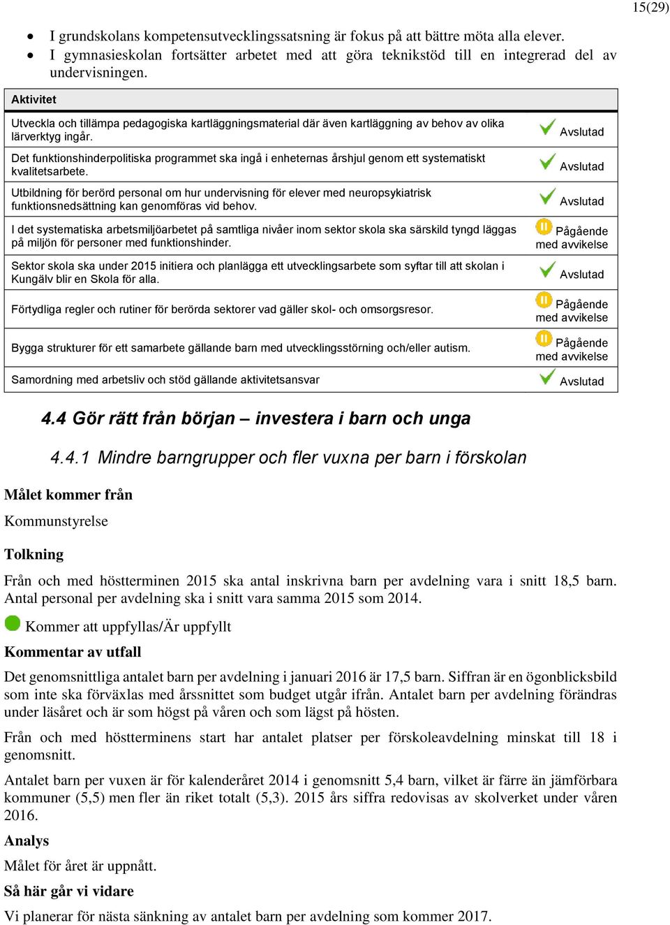 Det funktionshinderpolitiska programmet ska ingå i enheternas årshjul genom ett systematiskt kvalitetsarbete.