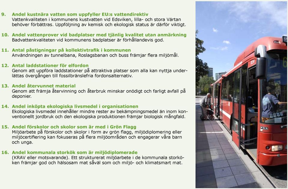 Antal påstigningar på kollektivtrafik i kommunen Användningen av tunnelbana, Roslagsbanan och buss främjar flera miljömål.
