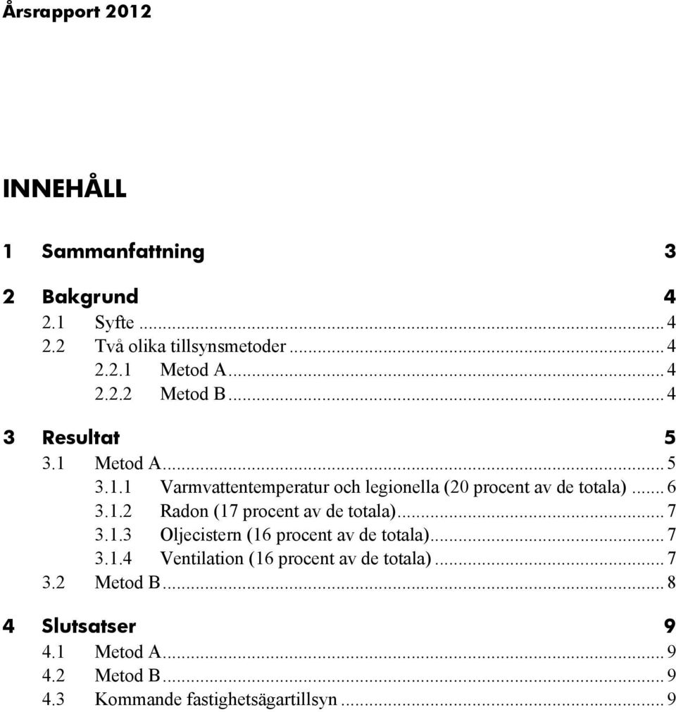 .. 7 3.1.3 Oljecistern (16 procent av de totala)... 7 3.1.4 Ventilation (16 procent av de totala)... 7 3.2 Metod B.