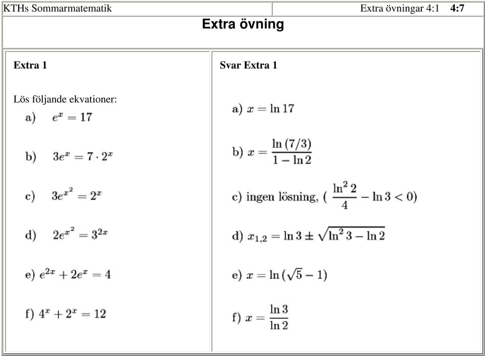 Extra övning Extra 1 Svar