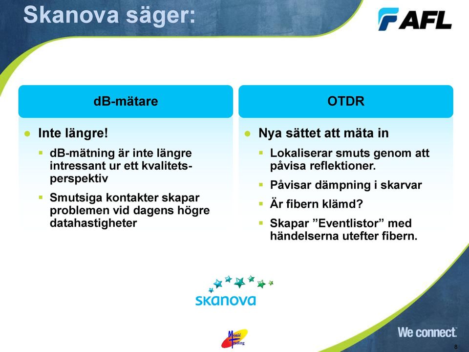 kontakter skapar problemen vid dagens högre datahastigheter OTDR Nya sättet att mäta