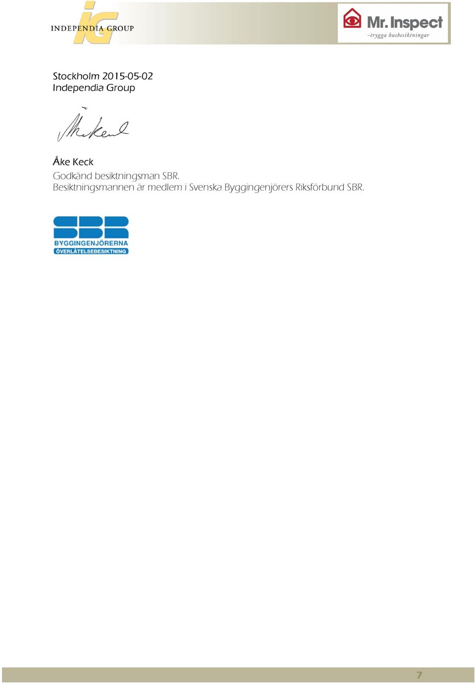 besiktningsman SBR.