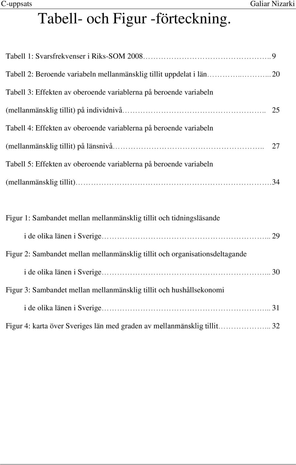 . 25 Tabell 4: Effekten av oberoende variablerna på beroende variabeln (mellanmänsklig tillit) på länsnivå.