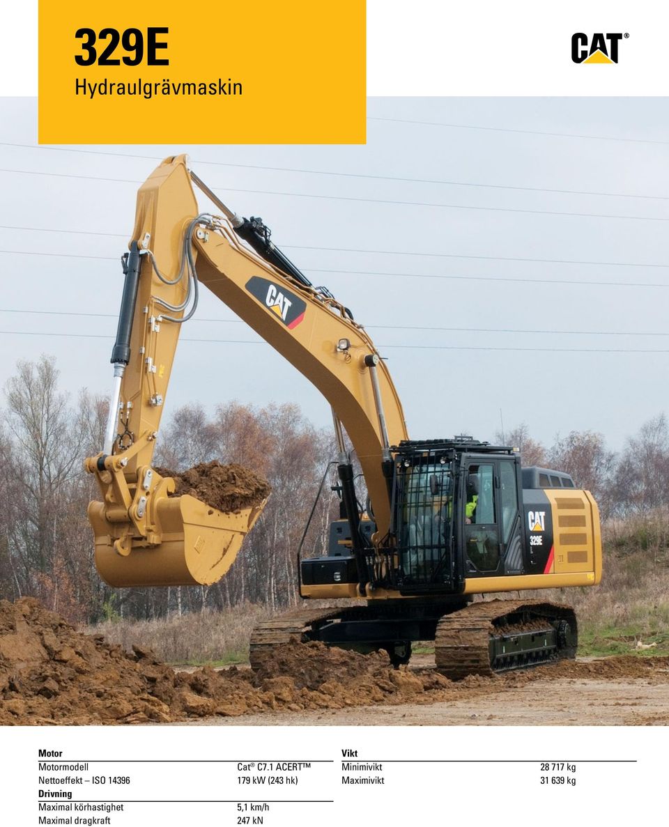 körhastighet Maximal dragkraft Cat C7.