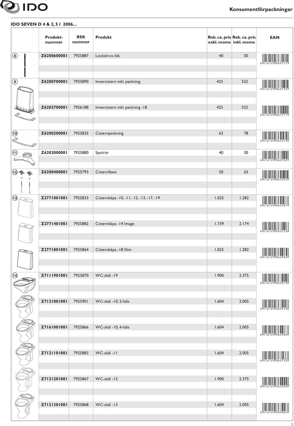 packning - 0 Z000000 Cisternpackning 0 Z000000 0 Spolrör 0 0 0 Z000000 Cisternfäste 0 Z0000 Cisternkåpa -0, -, -,