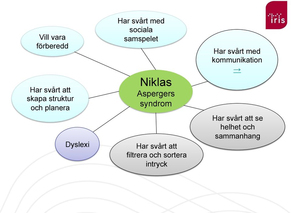 Aspergers syndrom Har svårt att filtrera och sortera