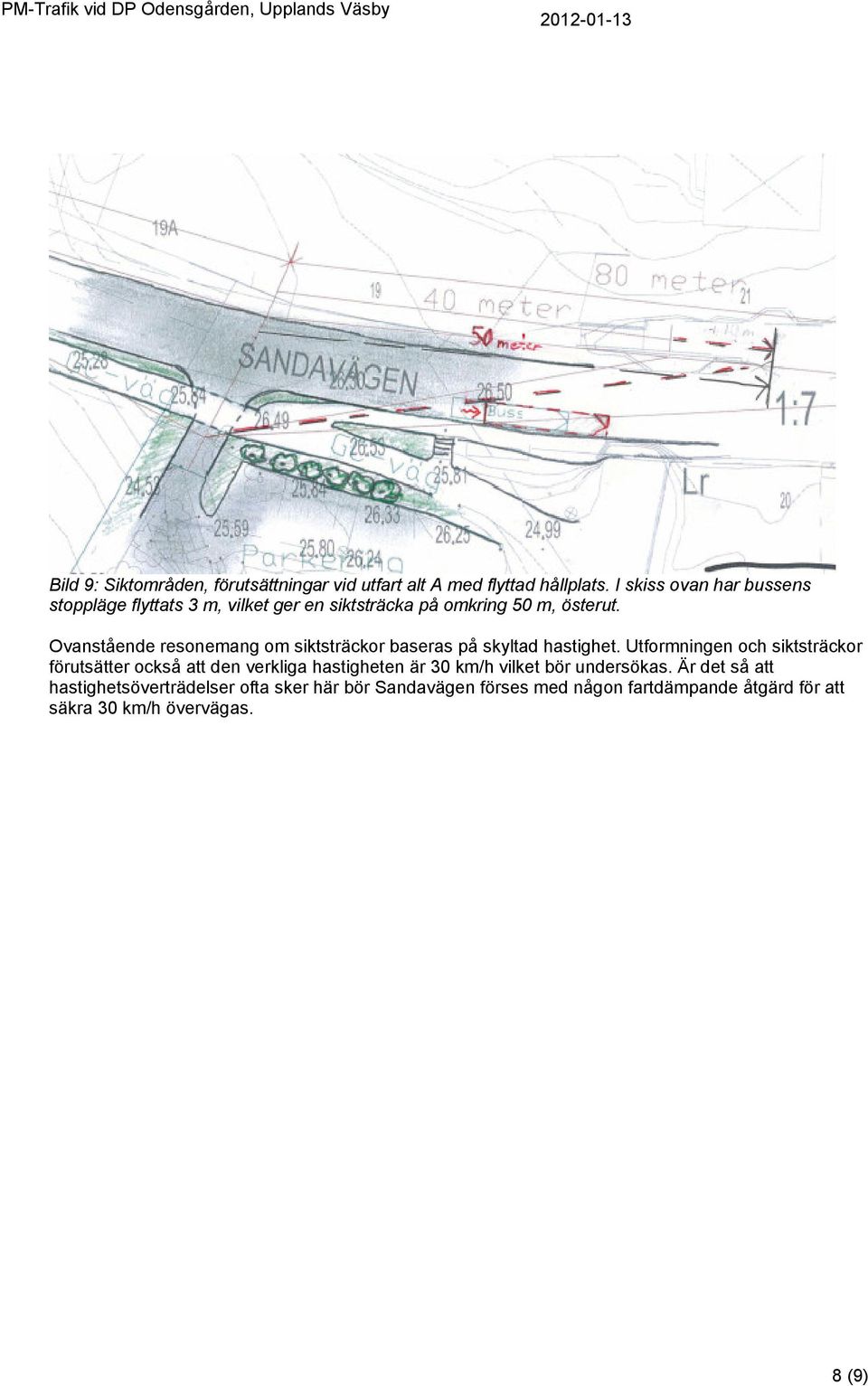 Ovanstående resonemang om siktsträckor baseras på skyltad hastighet.