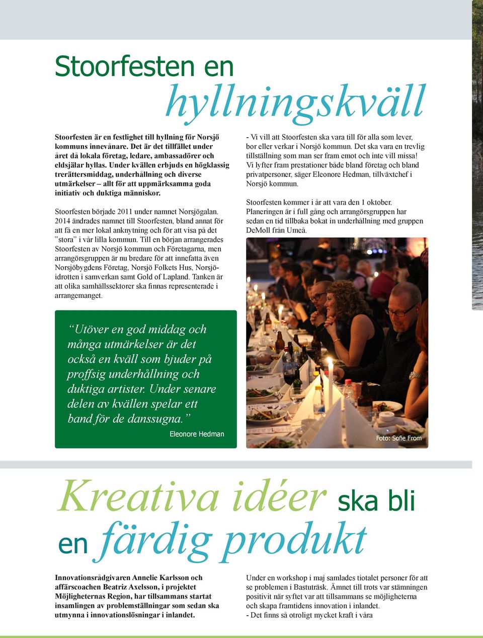 Stoorfesten började 2011 under namnet Norsjögalan. 2014 ändrades namnet till Stoorfesten, bland annat för att få en mer lokal anknytning och för att visa på det stora i vår lilla kommun.