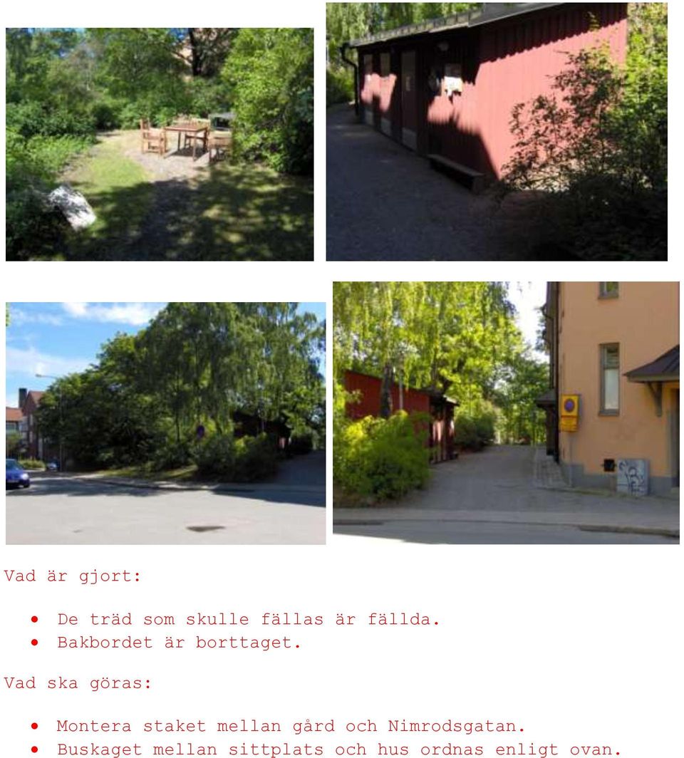 Vad ska göras: Montera staket mellan gård och