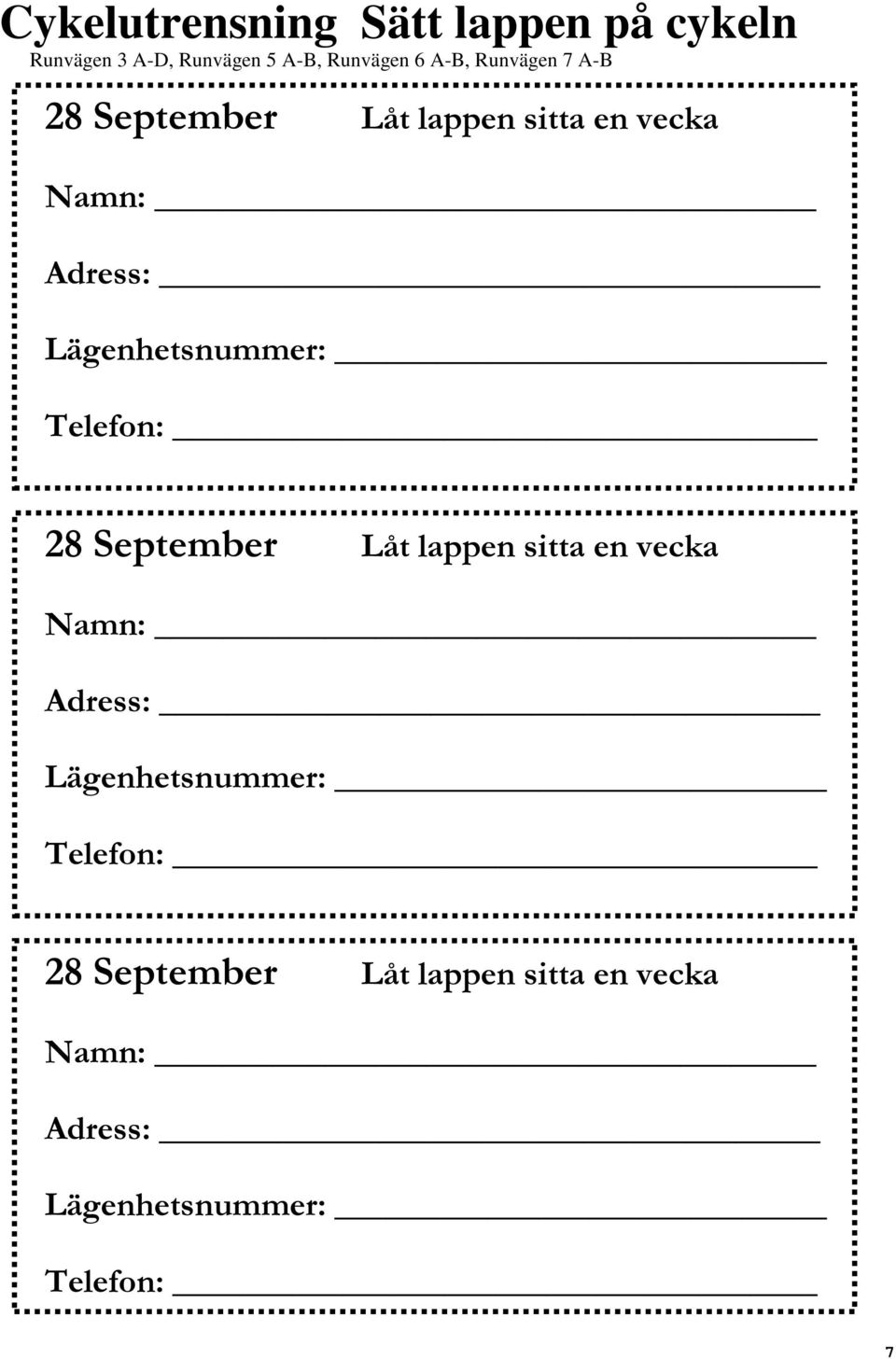 September Låt lappen sitta en vecka 28 September