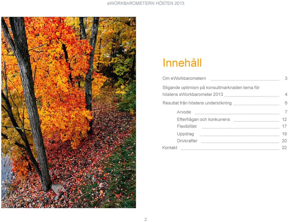 4 Resultat från höstens undersökning 6 Arvode 7 Efterfrågan och