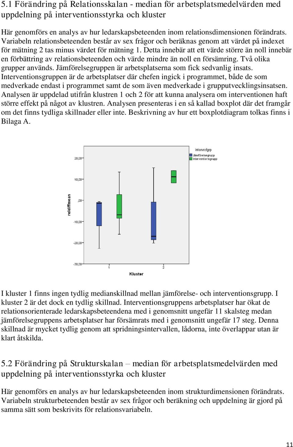 Detta innebär att ett värde större än noll innebär en förbättring av relationsbeteenden och värde mindre än noll en försämring. Två olika grupper används.