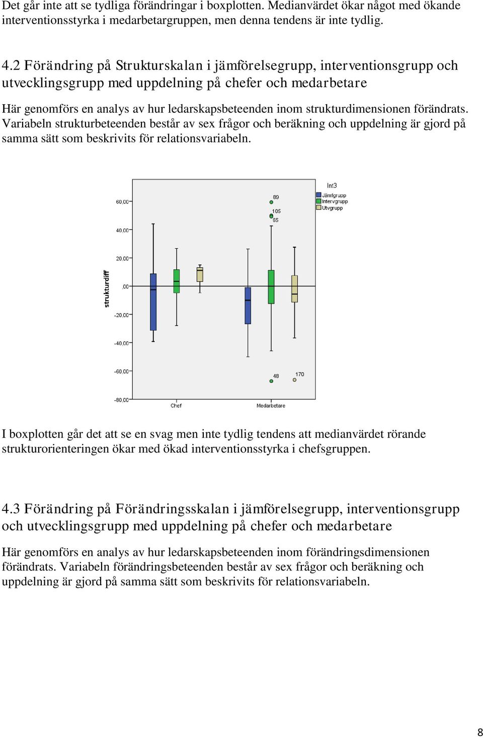 strukturdimensionen förändrats. Variabeln strukturbeteenden består av sex frågor och beräkning och uppdelning är gjord på samma sätt som beskrivits för relationsvariabeln.