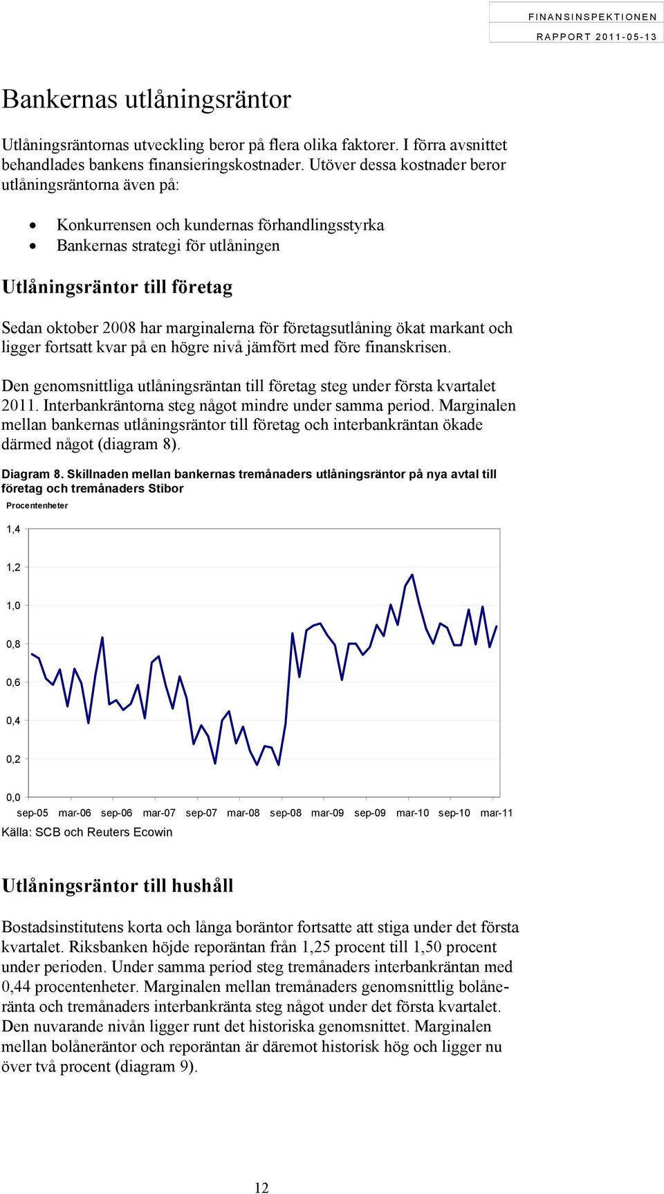 marginalerna för företagsutlåning ökat markant och ligger fortsatt kvar på en högre nivå jämfört med före finanskrisen.