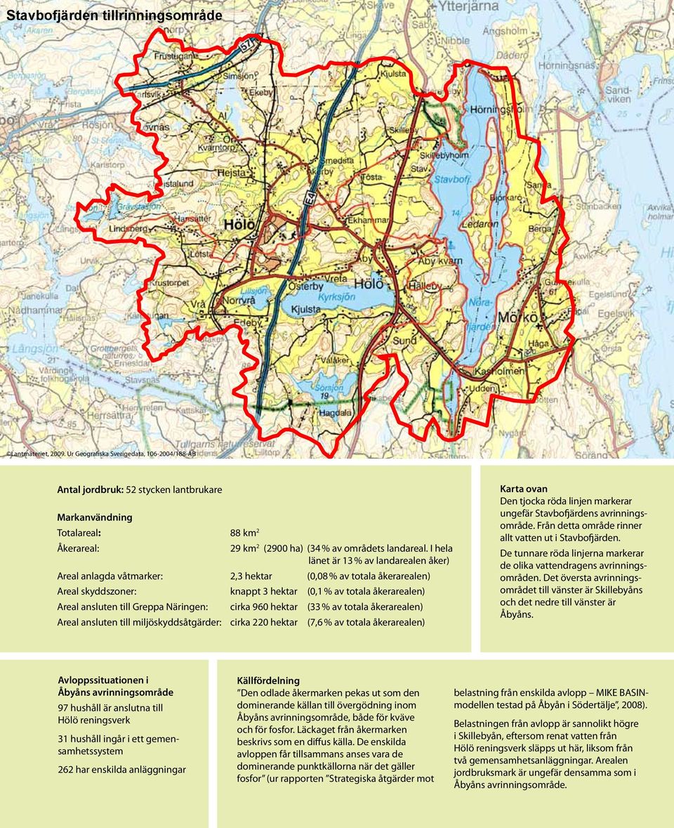 I hela länet är 13 % av landarealen åker) Areal anlagda våtmarker: 2,3 hektar (0,08 % av totala åkerarealen) Areal skyddszoner: knappt 3 hektar (0,1 % av totala åkerarealen) Areal ansluten till