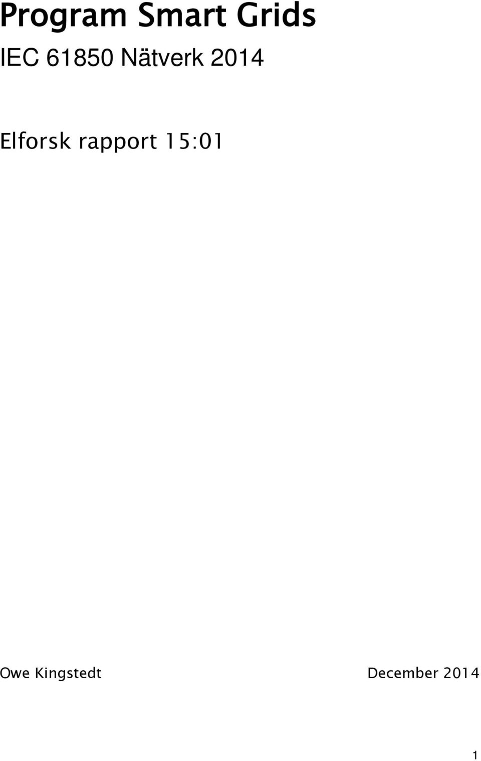 Elforsk rapport 15:01