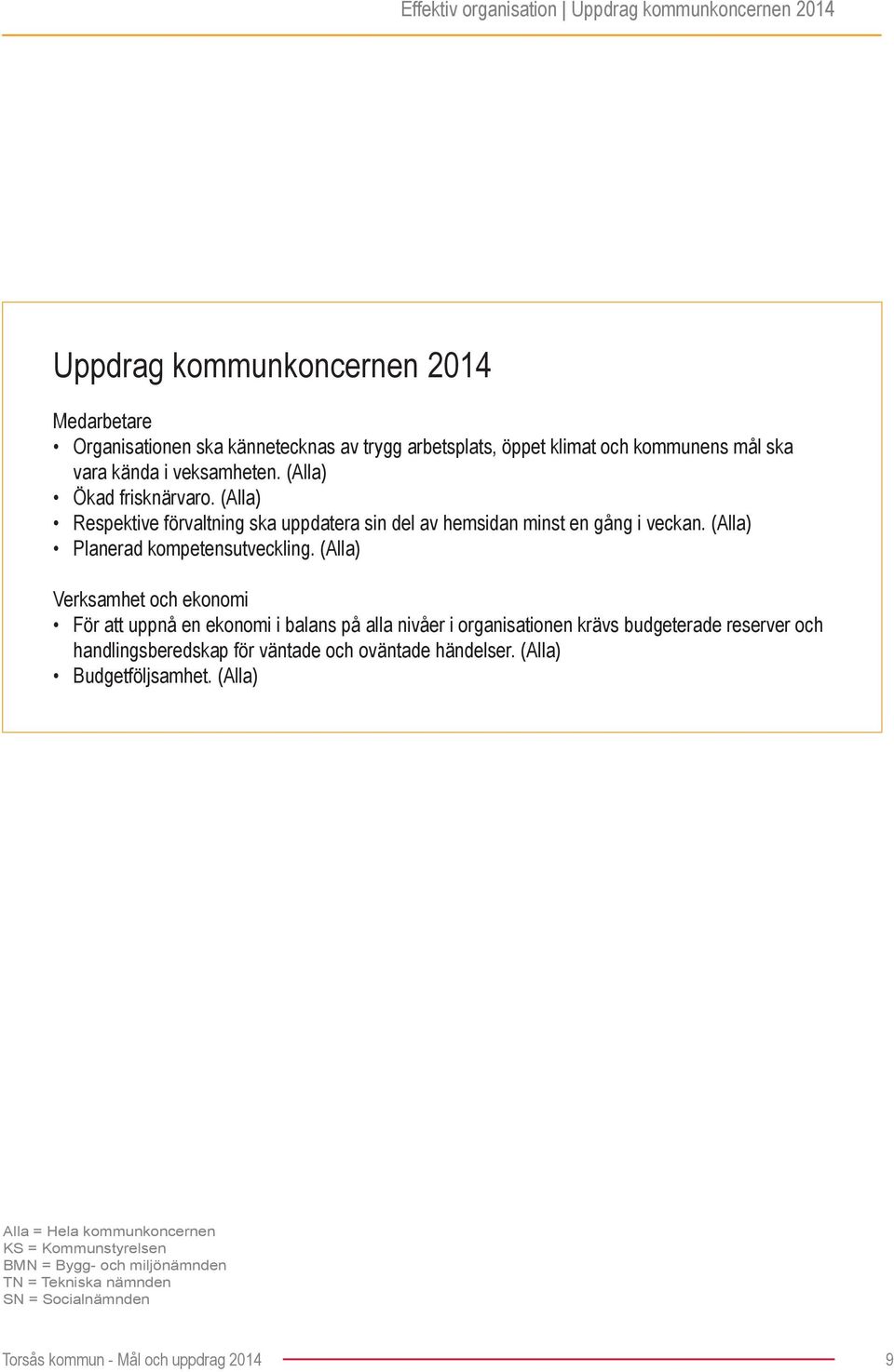 (Alla) Verksamhet och ekonomi För att uppnå en ekonomi i balans på alla nivåer i organisationen krävs budgeterade reserver och handlingsberedskap för väntade och oväntade händelser.