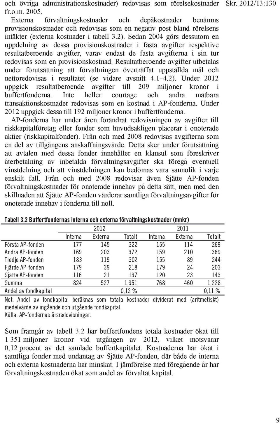 Sedan 2004 görs dessutom en uppdelning av dessa provisionskostnader i fasta avgifter respektive resultatberoende avgifter, varav endast de fasta avgifterna i sin tur redovisas som en