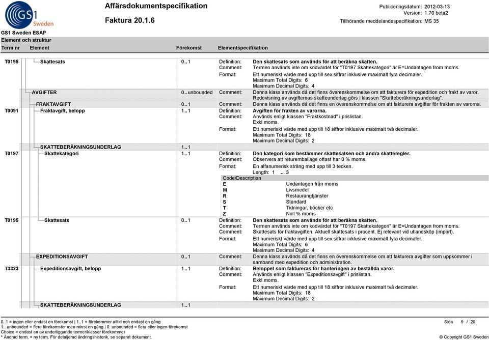 Redovisning av avgifternas skatteunderlag görs i klassen "Skatteberäkningsunderlag". FRAKTAVGIFT 0.