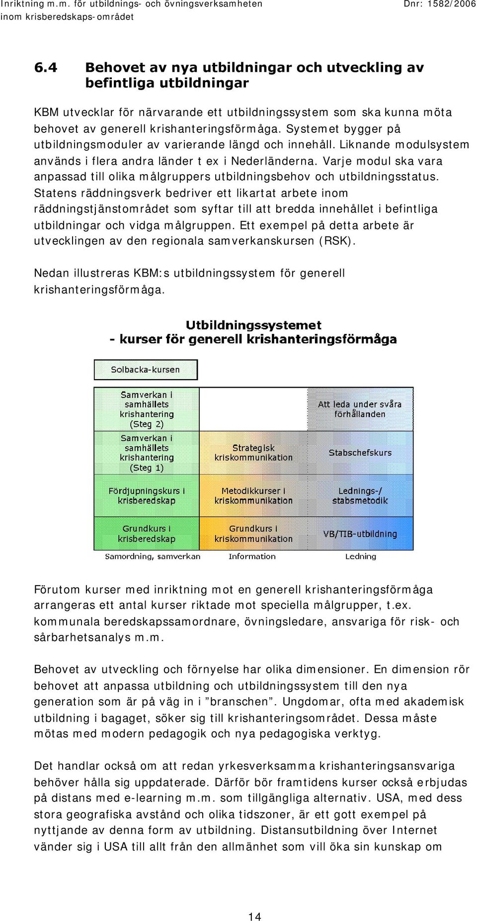 Varje modul ska vara anpassad till olika målgruppers utbildningsbehov och utbildningsstatus.