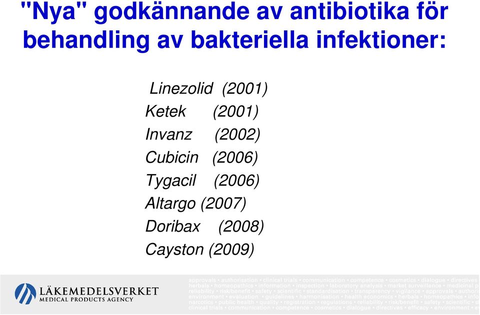 Ketek (2001) Invanz (2002) Cubicin (2006)