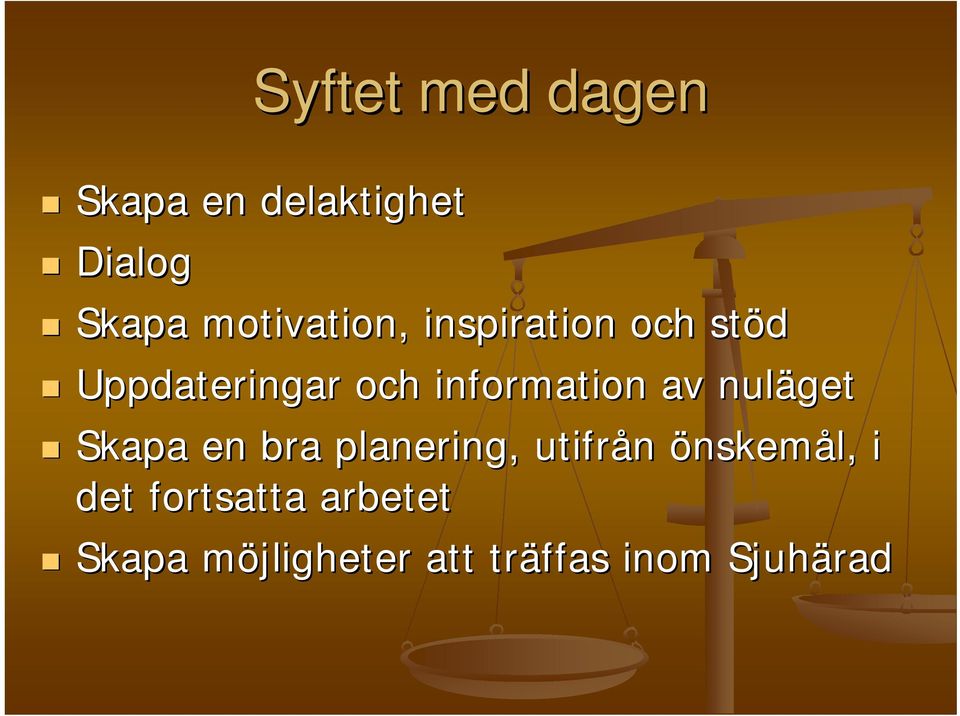 information av nuläget Skapa en bra planering, utifrån