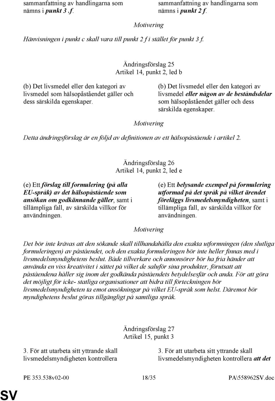 (b) Det livsmedel eller den kategori av livsmedel eller någon av de beståndsdelar som hälsopåståendet gäller och dess särskilda egenskaper.