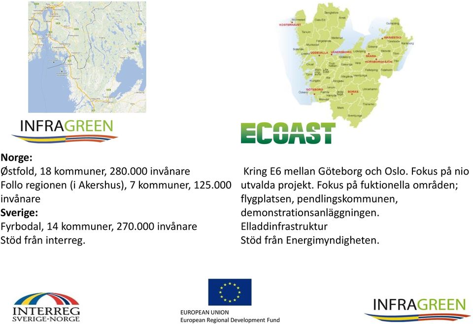 000 invånare Sverige: Fyrbodal, 14 kommuner, 270.000 invånare Stöd från interreg.