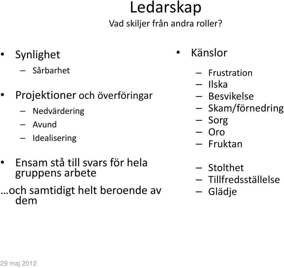 Idealisering Ensam stå till svars för hela gruppens arbete och samtidigt