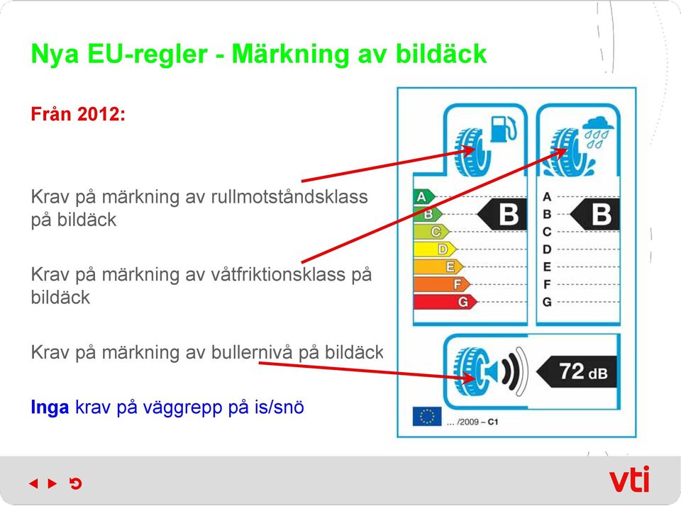 märkning av våtfriktionsklass på bildäck Krav på