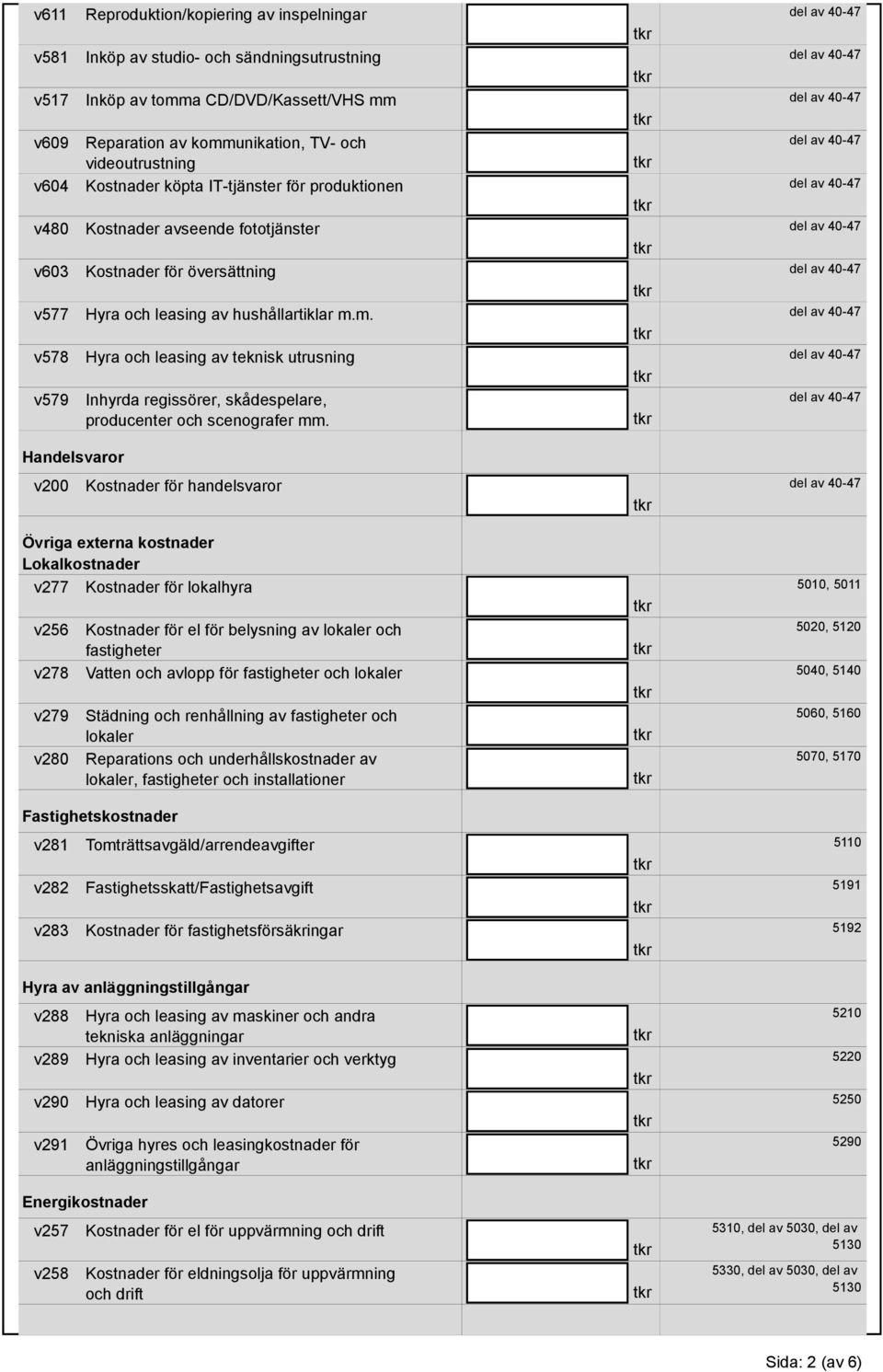 översättning del av 40-47 Hyra och leasing av hushållartiklar m.