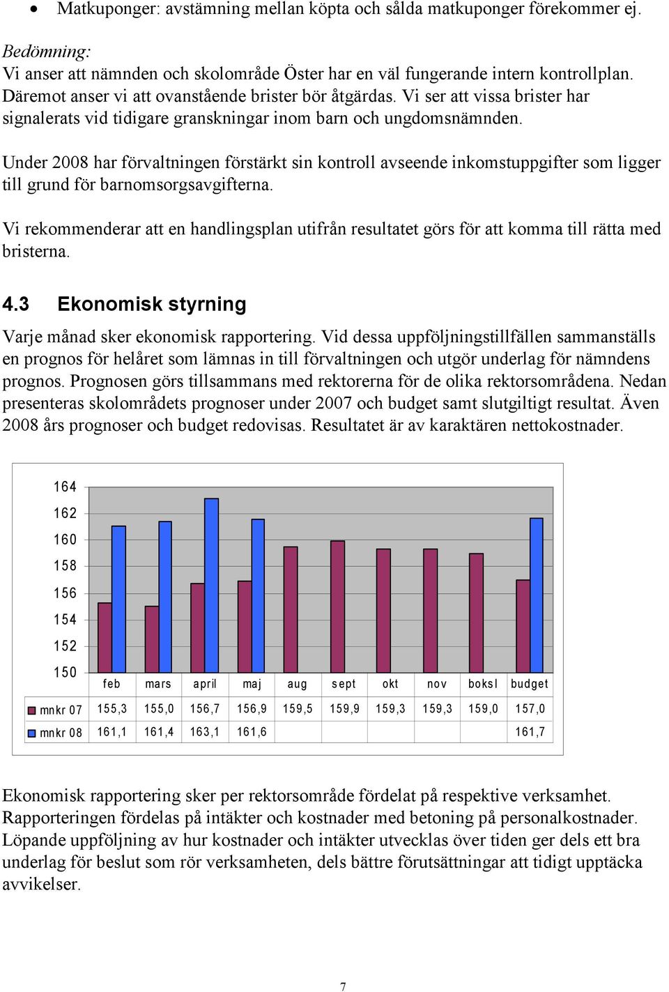 Under 2008 har förvaltningen förstärkt sin kontroll avseende inkomstuppgifter som ligger till grund för barnomsorgsavgifterna.