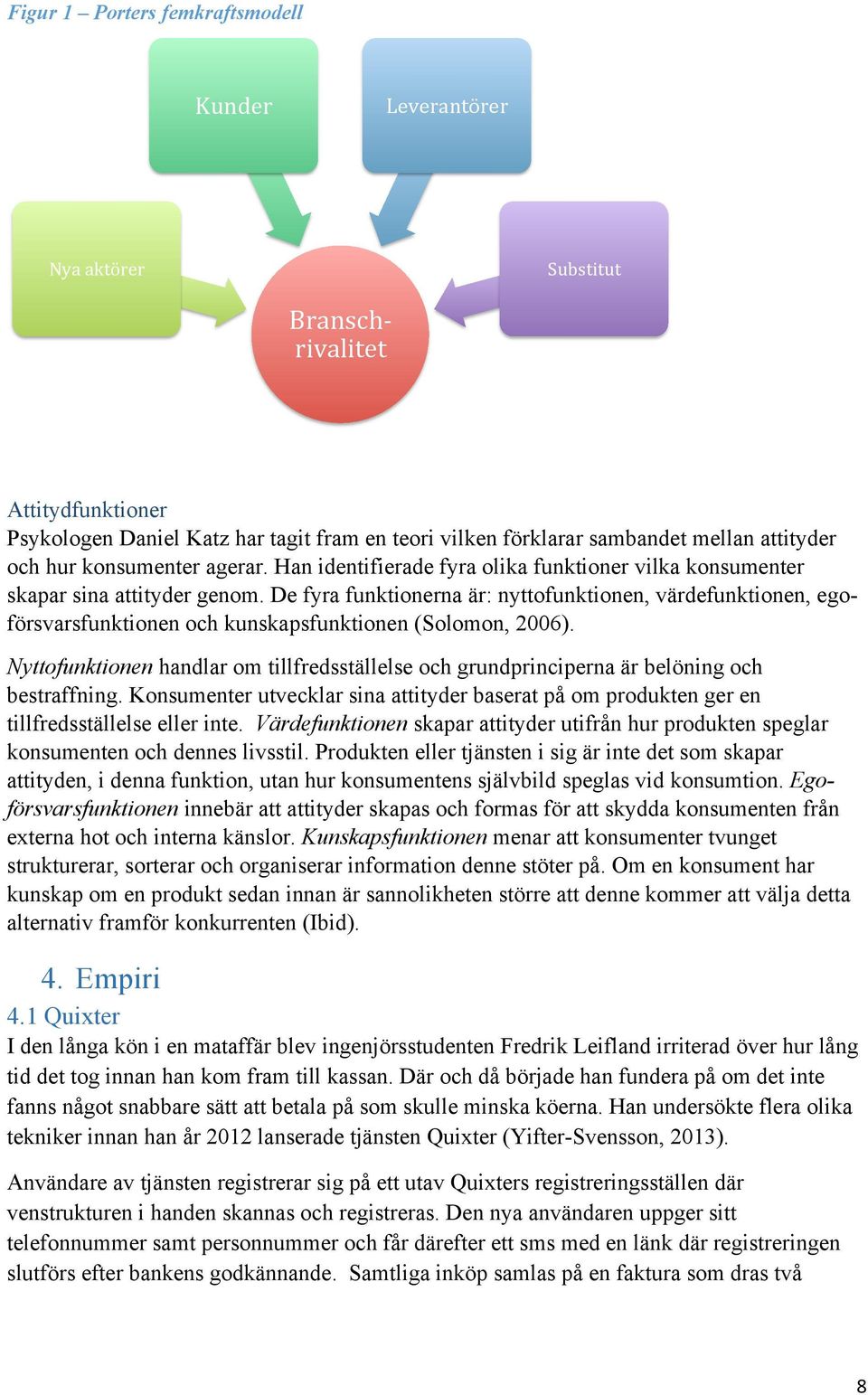 Han identifierade fyra olika funktioner vilka konsumenter skapar sina attityder genom.