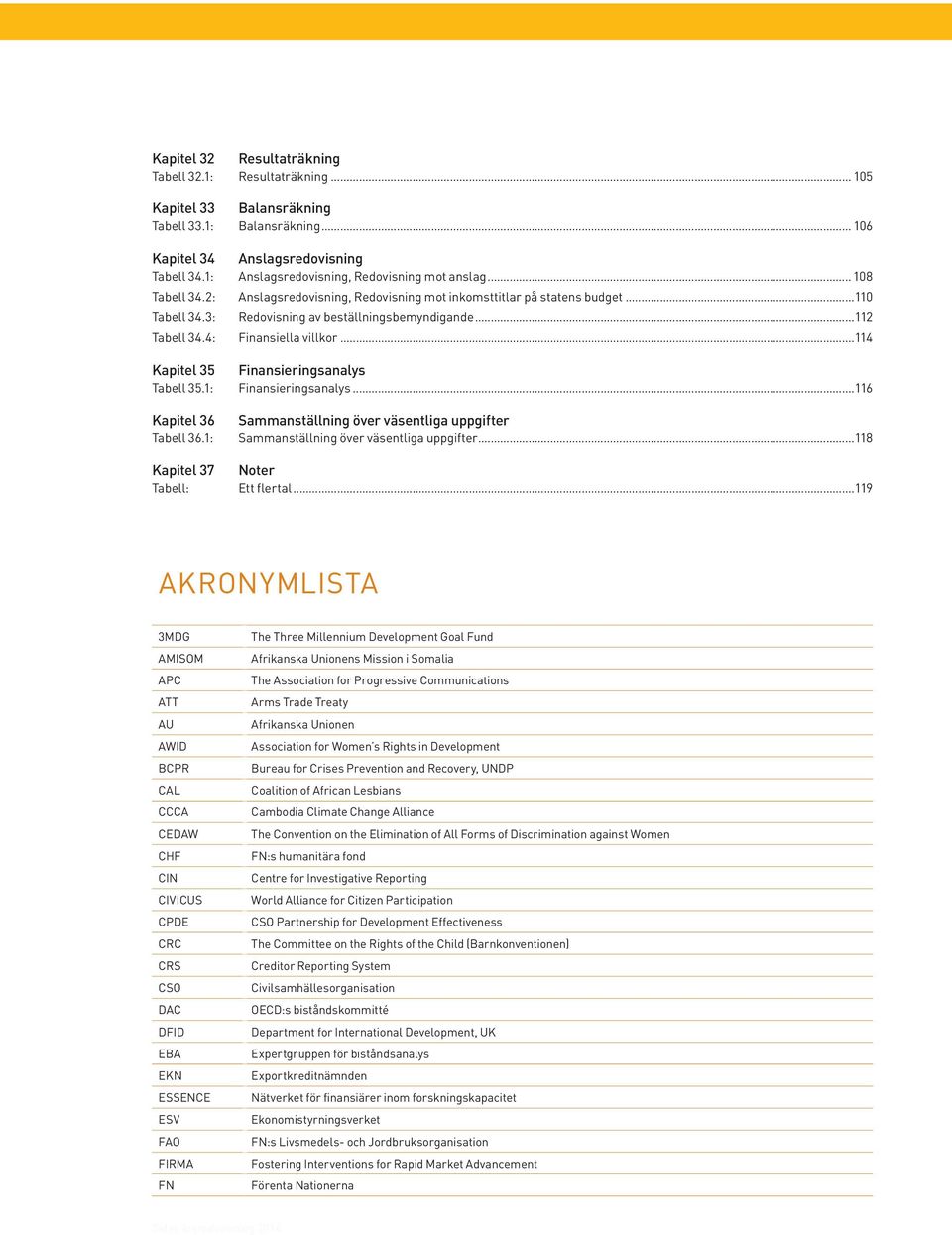 ..112 Tabell 34.4: Finansiella villkor...114 Kapitel 35 Finansieringsanalys Tabell 35.1: Finansieringsanalys...116 Kapitel 36 Sammanställning över väsentliga uppgifter Tabell 36.