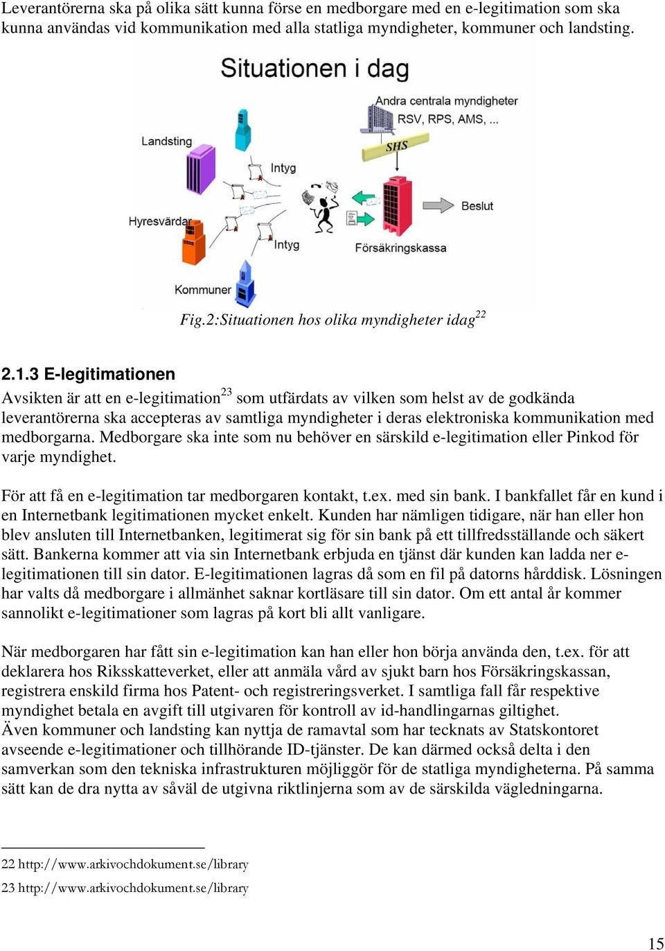 3 E-legitimationen Avsikten är att en e-legitimation 23 som utfärdats av vilken som helst av de godkända leverantörerna ska accepteras av samtliga myndigheter i deras elektroniska kommunikation med