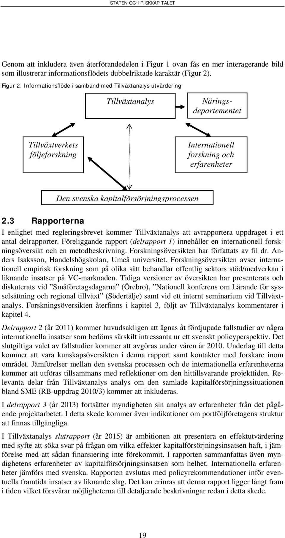 kapitalförsörjningsprocessen 2.3 Rapporterna I enlighet med regleringsbrevet kommer Tillväxtanalys att avrapportera uppdraget i ett antal delrapporter.