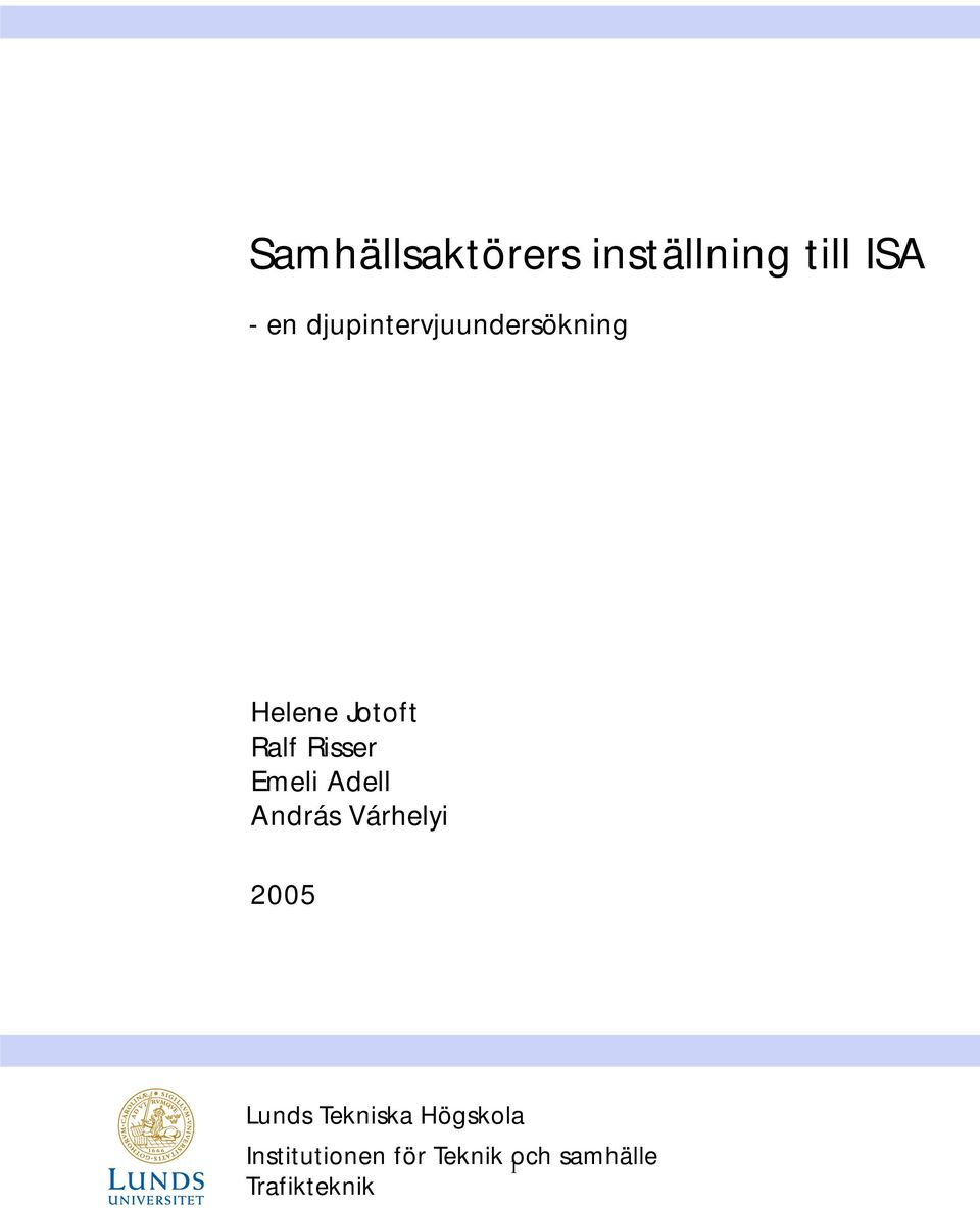 Emeli Adell András Várhelyi 2005 Lunds Tekniska