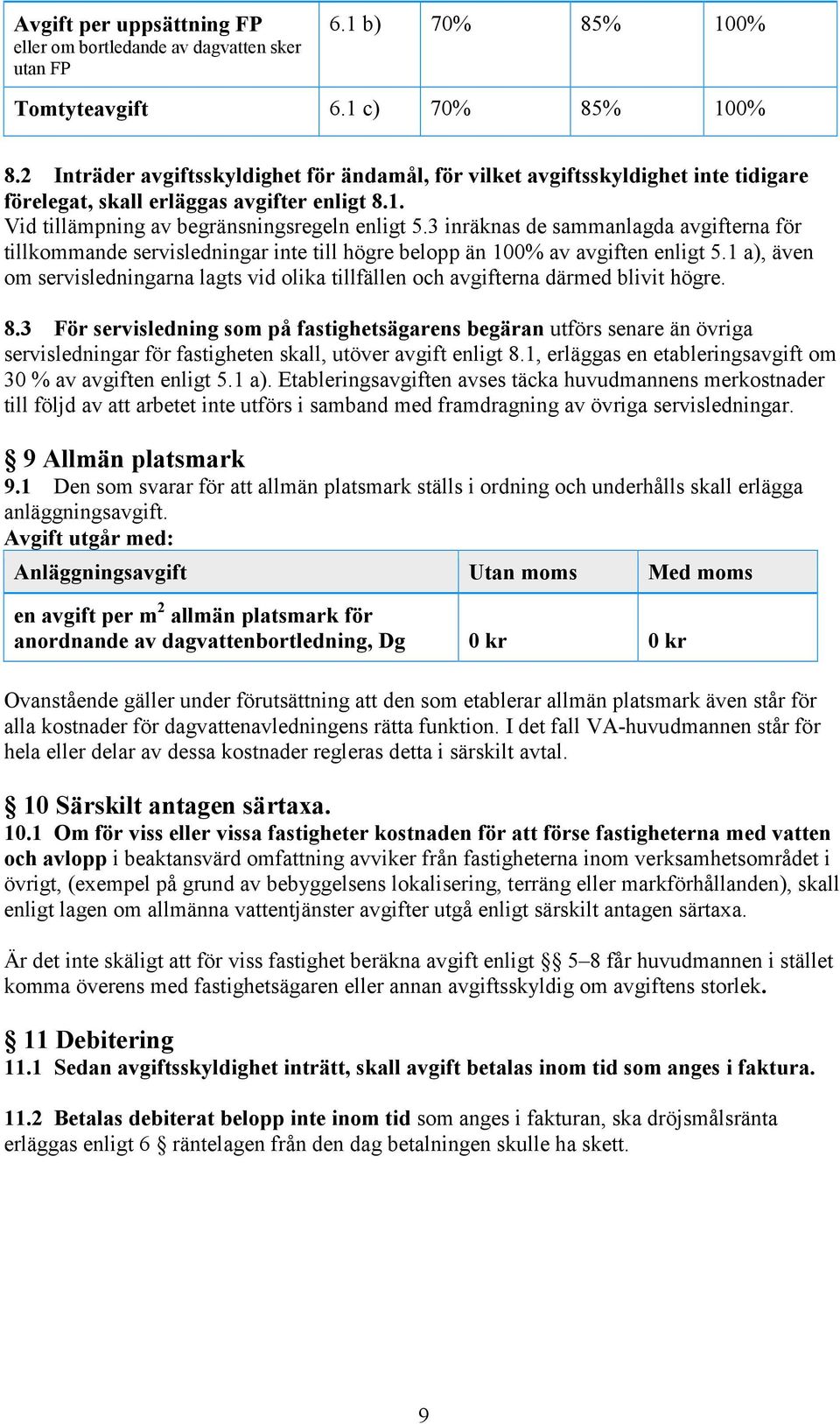 3 inräknas de sammanlagda avgifterna för tillkommande servisledningar inte till högre belopp än 100% av avgiften enligt 5.