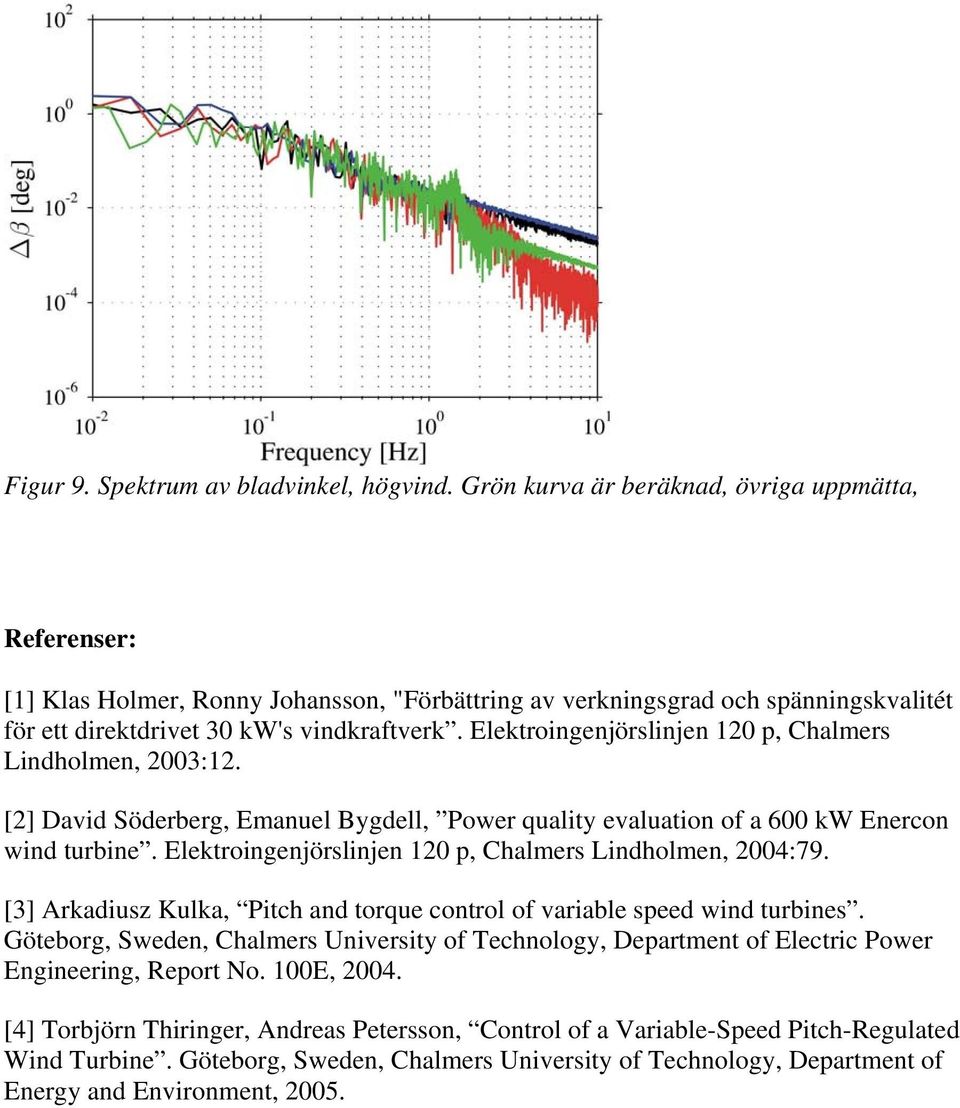 Elektroingenjörslinjen 120 p, Chalmers Lindholmen, 2003:12. [2] David Söderberg, Emanuel Bygdell, Power quality evaluation of a 600 kw Enercon wind turbine.